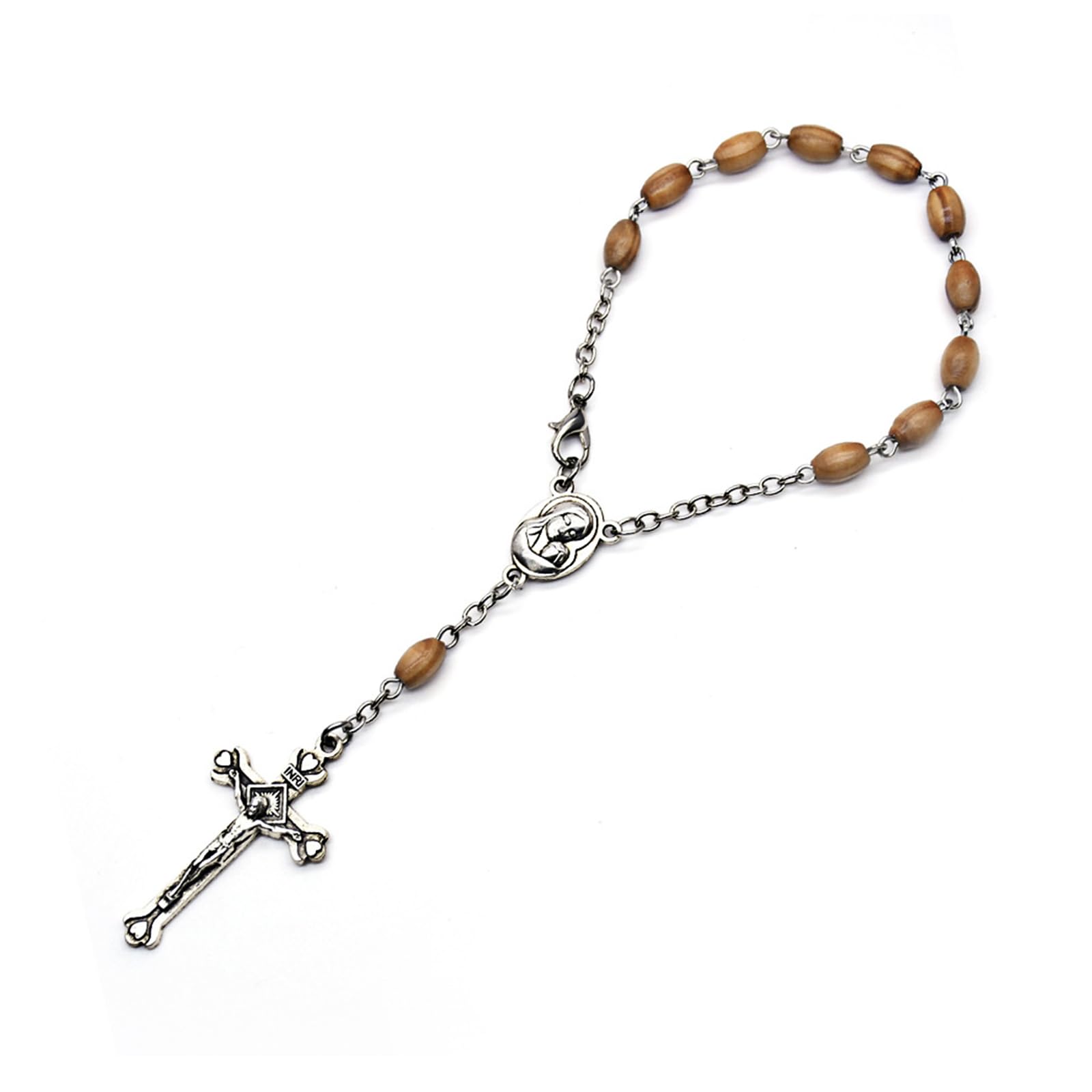 fexxkg Fragrant Wood Beads Rosary Ornaments Catholic Finger Chain for Men Women Jewelry