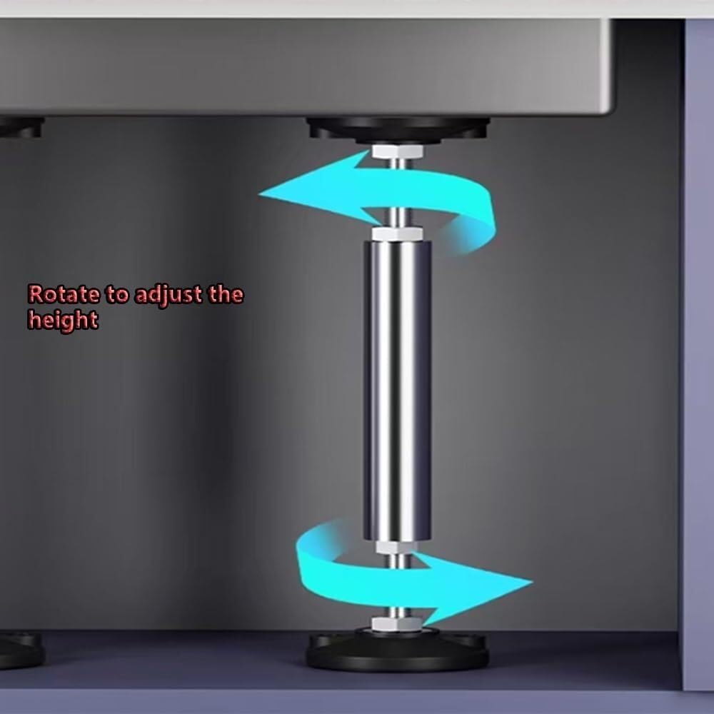 Regulowane nogi do zlewu ze stali nierdzewnej, teleskopowe nogi pod umywalkę, nogi meblowe (wys. 37-42 cm / 14,6"-16,5") do użytku w kuchni i łazience