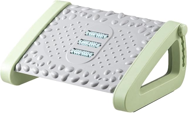 Footrest Under Desk - Adjustable 6 Heights Foot Pedal Under The Workbench | Ergonomic Tilted Foot Stool with Massage Texture and Rolleror Home, Office