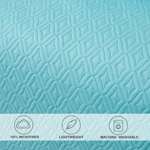 Image of 3 Piece Blue Daybed Cover Twin Size Cozy Daybed Sets Bedding Double Sided Quilting Cover Set Geometric Print Bedspread Coverlet All Season for Twin Bed with 2 Standard Shams,39 inchx75 inch