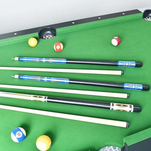 RAYNA GAMES Billard Queue, Pool Queues Satz 2 Pool 58\ Queue Sticks, Billardqueue mit Edelstahl Gelenk Erwachsene Kanadischer Ahornholz Pool Cues für Billiard Cue für Billard Enthusiasten (Blau)
