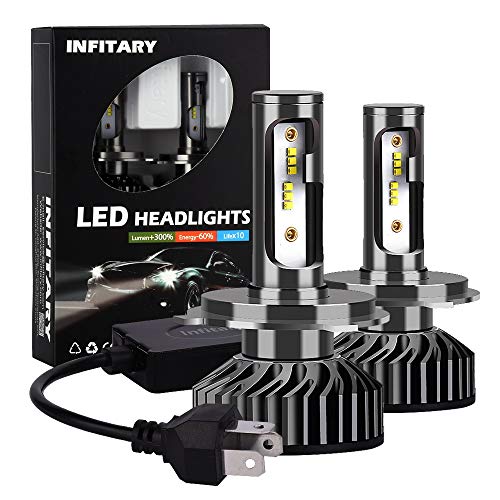 INFITARY H4 LED Headlight Bulbs Hi/Lo 9003 HB2 Conversion Kits High/Low Beam Auto Headlamp Car Replacement Headlight 64W 6500K Super Bright 1 Pair