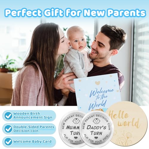 Image of Newborn Baby Boy Gift, 9 Pcs Baby Gifts for Boys Newborn Essentials, New Baby Boy Gift Basket Baby Shower Gender Reveal Gifts, New Mom Gift Swaddle Blanket Bear Rattle Gift Set
