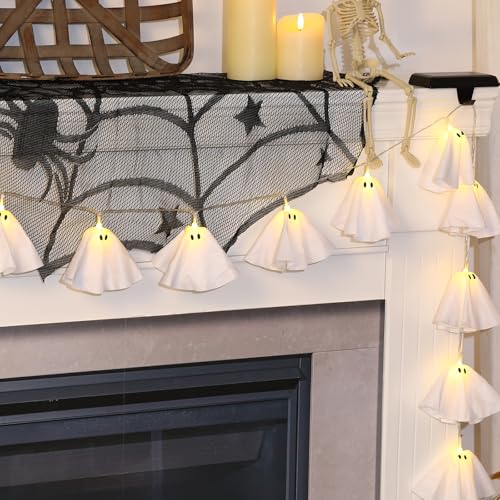 Halloween Decoration-Light Up Ghost Garland-Handmade LED Ghost String Lights Banner for Home Party Fireplace Mantle Windows Decor - Image 5