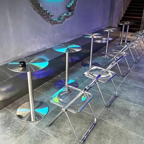 Mesa de comedor alta de metal resistente con diseño de pedestal elegante 3