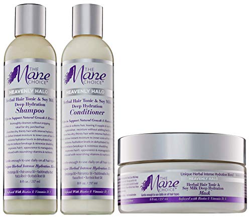THE MANE CHOICE - Heavenly Halo Herbal Hair Tonic & Soy Milk Deep Hydration Shampoo, Conditioner and Mask Set