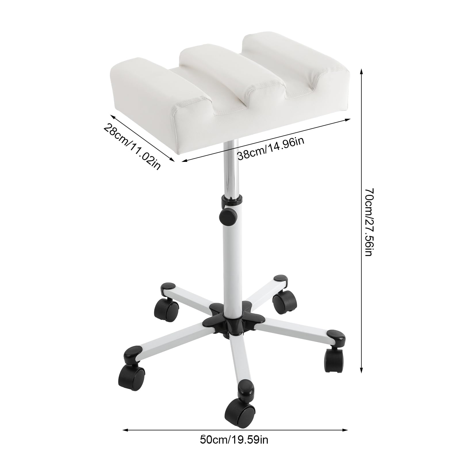 Pediküre-Sessel, verstellbar, Fußstütze, höhenverstellbar 50 – 70 cm, Pediküre-Sessel mit Rädern an beiden Füßen