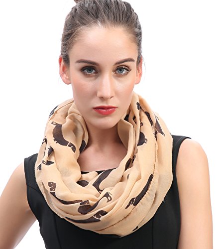 Lina & Lily Dachshund Doxie Dog Print Women's Infinity Scarf Lightweight