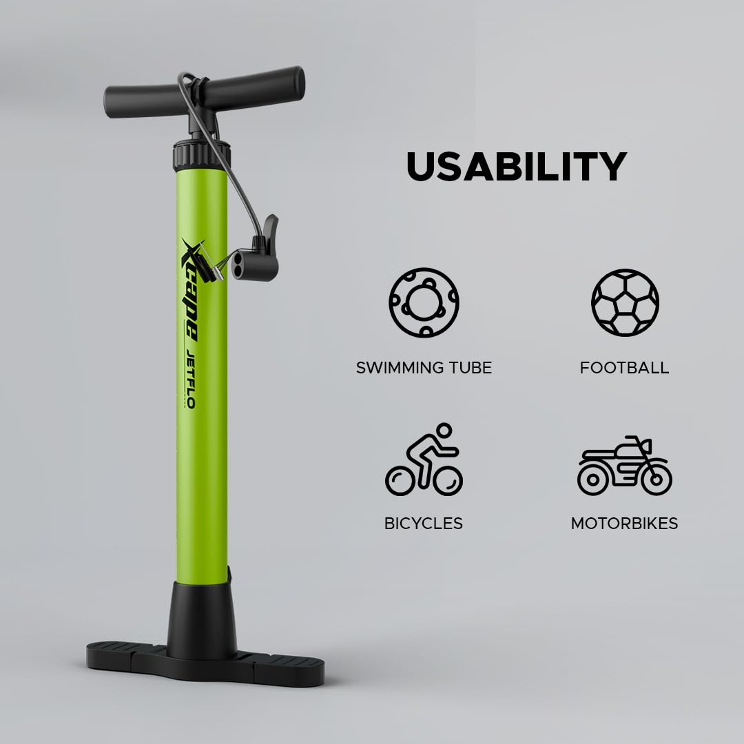 XCape MaxFlo Pump | Tyre Inflation Pump | Metal Body | Foldable Base | high Pressure (Black) 4