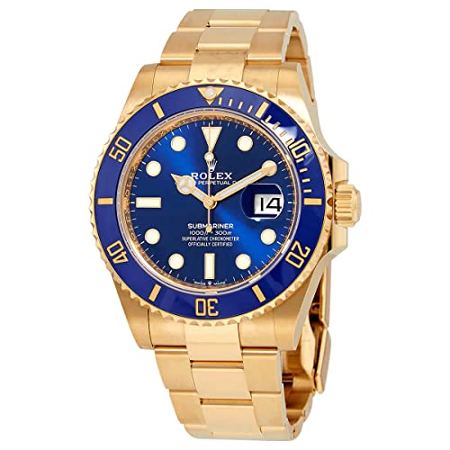 Rolex Submariner Blue Dial 18K Yellow Gold Oyster Bracelet Automatic Men's Watch 126618LBBLSO