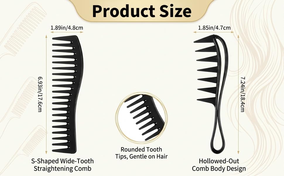 Peine de Dientes Anchos Extra Grande Pack x2 Negro miniatura 6