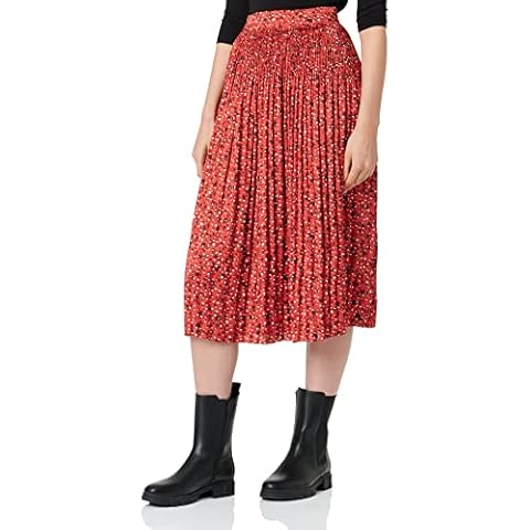 Scotch & Soda Damen Pleated Printed Maxi Skirt in Recycled Polyester Rock Cover