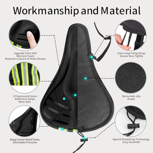 Jianlida Almofada de assento de bicicleta – Capa de assento acolchoada de gel espesso e macio, antid
