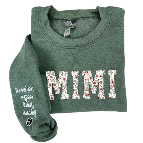 GODMERCH Personalized Embroidered Floral Applique Grandma Nana Gigi Mimi Sweatshirt Gifts For Nana Mimi Mothers Day3