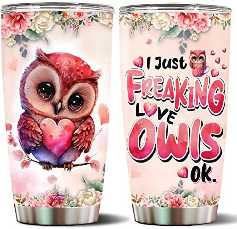SANDJEST Owl Tumbler 20oz Jewelry Drawings Stainless Steel Insulated Tumblers Owl