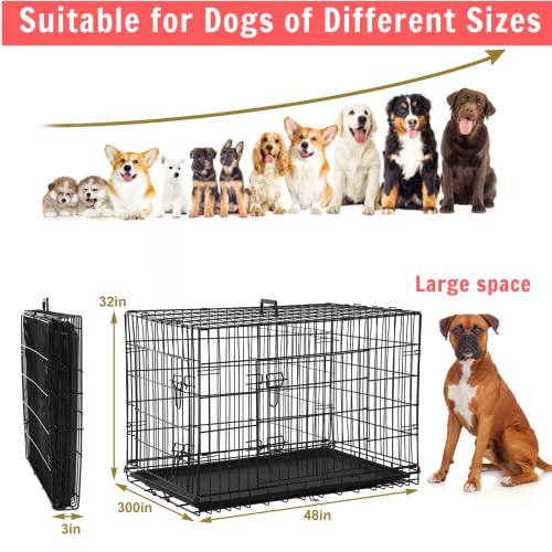 Large Dog Crate Kennel 48 Inch Metal Wire Dog Crate, Double-Door Folding Indoor and Outdoor Pet Dog Crates Dog Kennel… - Image 8
