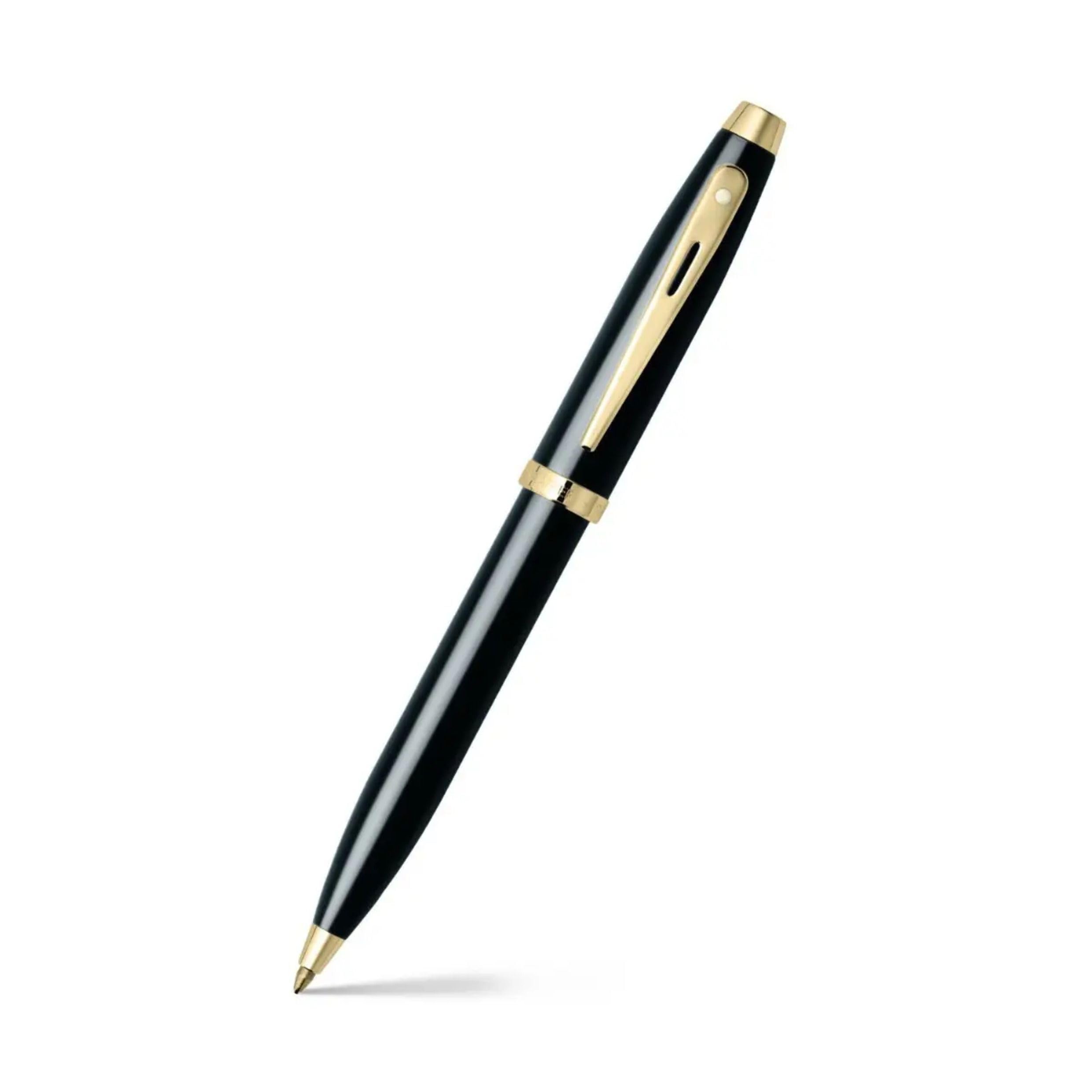 Sheaffer 100 Glossy Black Lacquer Ballpoint Pen with Gold Tone Appointments