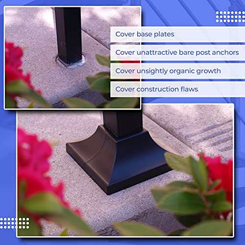 Simshoe Deck Post Base Cover – Durable, Snap-Together Shoe Base Instantly Transforms Hand & Stair Rail Feet – Porch, Stair & Deck Base Brackets Covers – Uv-Resistant Abs Plastic (Black) #TOP3