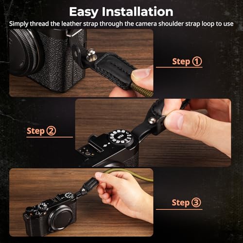 Image of SMALLIRG Rope Camera Neck Shoulder Strap, Adjustable Braided Shoulder Strap with O-Ring and Leather Pad