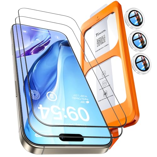 TOCOL für iPhone 16 Pro Max für Panzerglas mit Kameraschutz, Auto-Installation, Full Screen Ultra-Klar 9H Härte Stoßfest...
