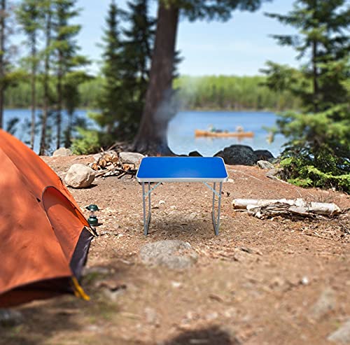 Unibos Camping Table Portable Picnic Table Aluminium Folding Table Indoor Outdoor Table Heavy Duty Garden Trestle Set for BBQ Picnic Party, Load Capacity 15KG (Blue) - Image 5