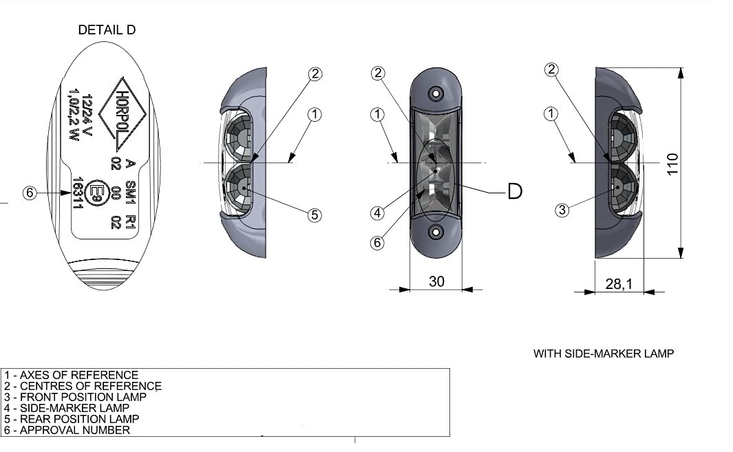2 x LED Umrissleuchte Begrenzungsleuchte Positionsleuchte 12-24V, 3 Farben: weiß, rot, orange für LKW PKW Anhänger, Trailer, Wohnwagen usw.