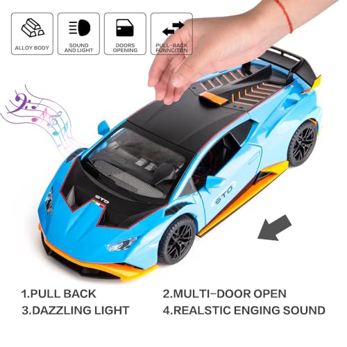 Vehículo a Escala 1:24 WAKAKAC Azul con Luces y Sonido miniatura 3