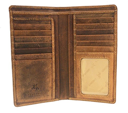 Visconti 724 Hunter Distressed Brown Leather Tall Bi-fold Wallet for Home, Business, or Travel 7
