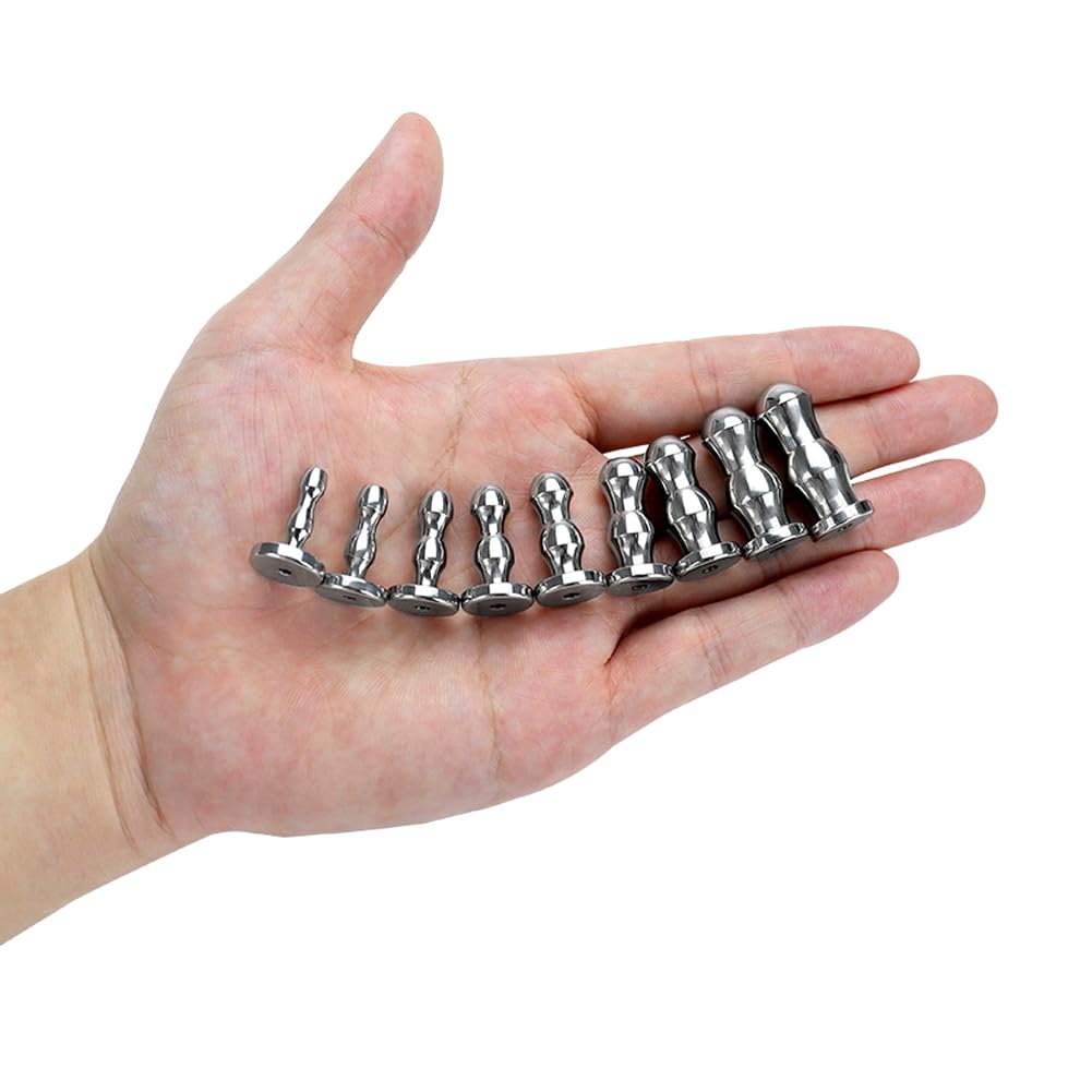 Set di Dilatatori Uretrali in Acciaio Inox, Dilatatore Uretrale con Base Sicura, Plug Penieno in Metallo, Giocattolo Sessuale per Masturbazione SM per Uomini (3pcs(0.5+0.6+0.7cm))