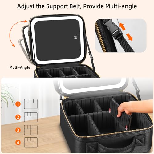 Rrtide Travel Makeup Bag With Mirror Of Led Lighted thumb #4