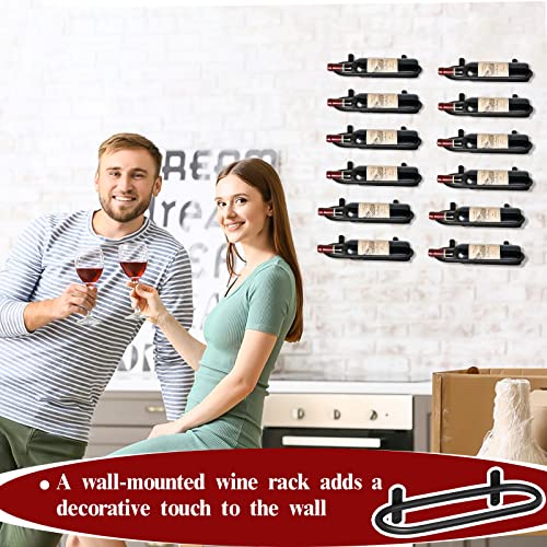 Image of Wall Mounted Wine Rack, 12 Pack Black Metal Wine Bottle Holder | foldable wine rack, heavy duty wine bottle holder, metal wine shelf,scratch proof wine storage