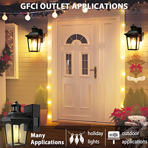 Vdkk Outdoor Lights With Outlet, 3 Lighting Modes Motion Sensor Porch Light, Dusk To Dawn Light Fixture For House, Waterproof Aluminum Anti-Rust Exterior Wall Light For Garage(Not Included Bulb) #TOP2