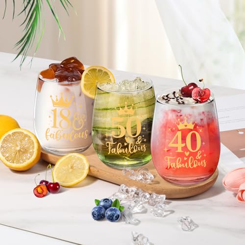 40e verjaardagscadeaus voor vrouwen, verjaardagsverwencadeaus voor haar, gepersonaliseerde glazen 40e wijnglas geschenkset, gin geschenkdoos voor moeder, zus, beste vrienden - Afbeelding 4