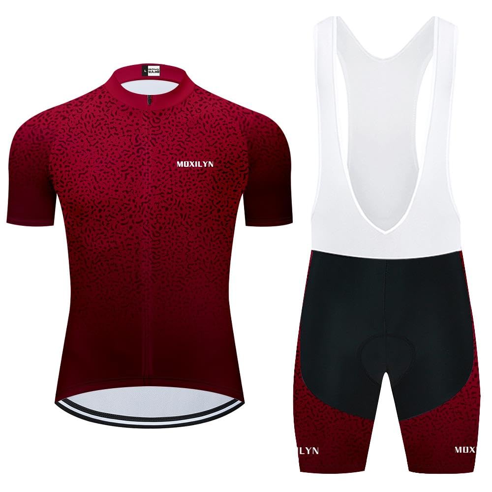Moxilyn Maillot Cyclisme Homme Tenue,Respirant Maillot Velo Route avec 20D Gel Tenue VTT SéChage Rapid Shirt Cycliste