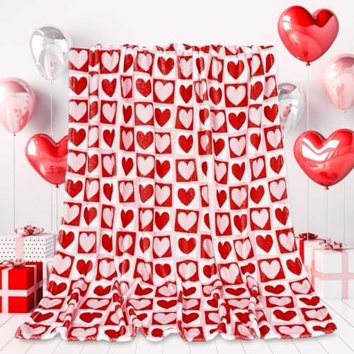 JarThenaAMCS Valentine's Day Throw Blanket Red Pink Heart