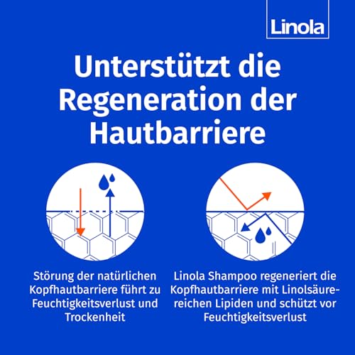 Linola Shampoo, 1 x 200 ml - Pflegeshampoo für trockene, empfindliche oder zu Neurodermitis neigende Kopfhaut - silikonfrei, ohne Farb-, Duft- und Konservierungsstoffe