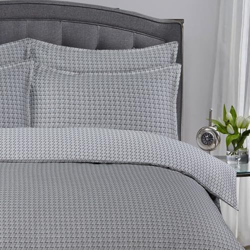 Majestic Giftware Madison Linen 4 Pcs 48" Full Size Duvet Bedding Set (BL102-48F-2-4pcs) Cambridge - Gray 300 Thread Count Cotton Sateen | 1 Fitted Sheet, 1 Duvet, 2 Pillowcases