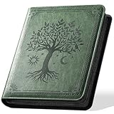 Ovesmusl 1 Inch 3 Ring Binder with Zipper, Leather Round Ring Binder Portfolio Holds 200 Sheets 8.5'x...