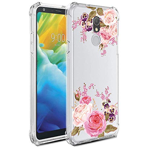 Leychan for LG Stylo 5 Case, LG Stylo 5X Case, LG Stylo 5V Case, Shock Absorption Slim Flexible TPU Airbag Bumper Protective Rubber Soft Silicone Anti-Scratch Case Cover Fit for LG Stylo 5 (Flower)