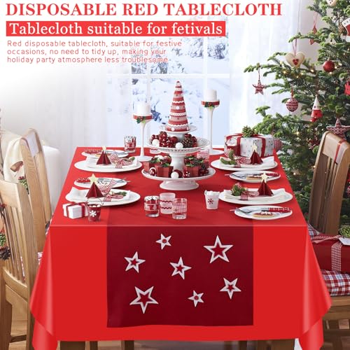 mwellewm 4Pcs Red Tablecloth, Plastic Red Table Cloth Christmas Tablecloth by mwellewm - Used condition - Image 5