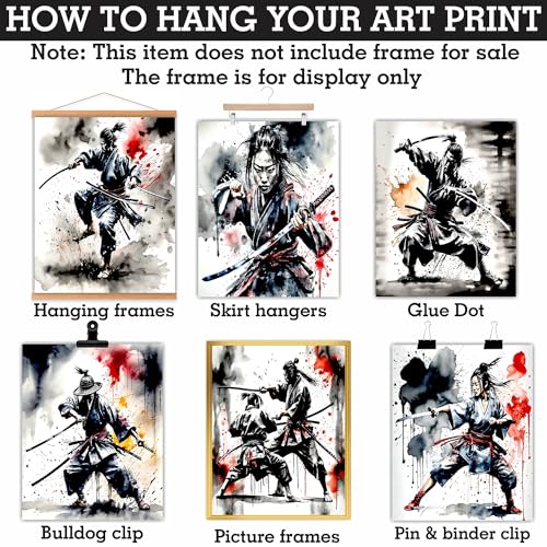 Parth Impex Japanese Samurai Wall Art - Samurai Figure Sword Warrior Posters Red And Black Combat Picture Modern Watercolor Painting For Living Room Bedroom Japan Themed Dorm Man Cave Decor thumb #4
