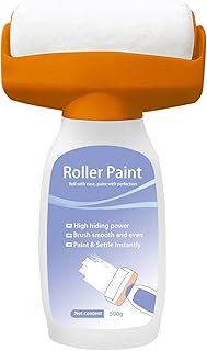 17oz/500g White Wall Paint with Roller Brush for Wall Touch up Ceiling, Wall Repair Kit for Flat, Remove Stains, Scratches, Water-Based, Ready to Use (17oz White Paint + Roller)