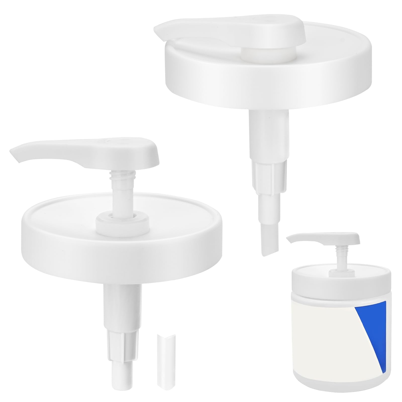 Pump Lid for CeraVe Moisturizing Cream 19oz (2Pcs) Universal Pump for 3.3inch Diameter Mouth, Cream Pump Dispenser Fits for CeraVe 16oz Jars When Cut Tube Short-image-21