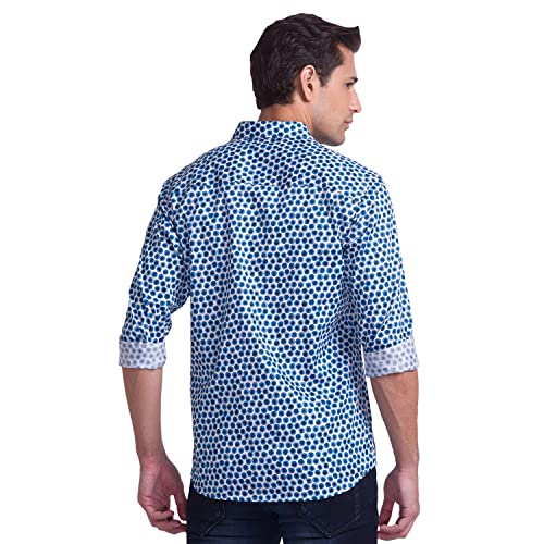 Image of Park Avenue Men's Pure Cotton Print Pattern Slim Fit Cut Away Collar Full Sleeve Casual Shirt