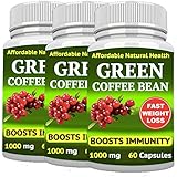 Green Coffee Bean Extract - All Natural Weight Loss Supplement - 1000 mg - 180 Capsules 3 Month Supply - 100% Pure - Appetite Suppressant Diet Pills - Detox - Boosts Energy & Metabolism (3)