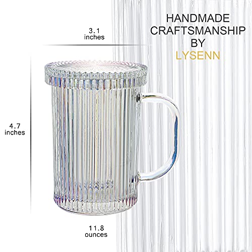 Taza de vidrio Lysenn con rayas verticales clásicas 11 oz miniatura 7
