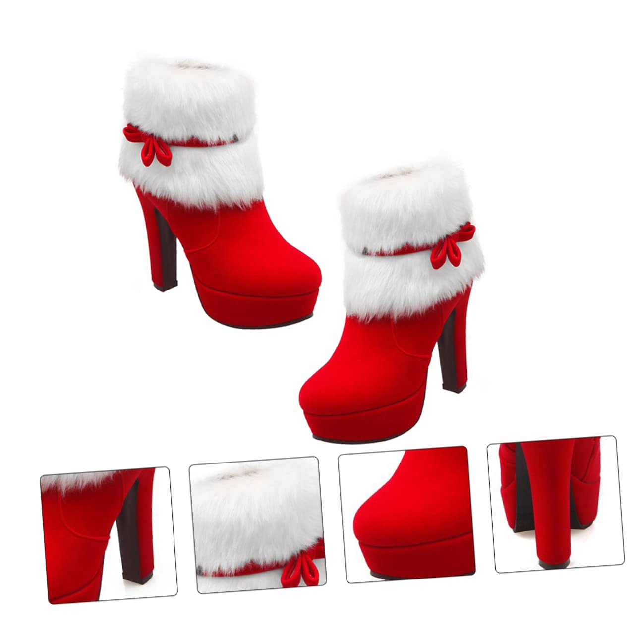 LIFKOME Botas De Tacón Botín Navideño De Invierno Para Mujer Plataforma De Agua y Cierre Lateral Para Fiestas De Invierno