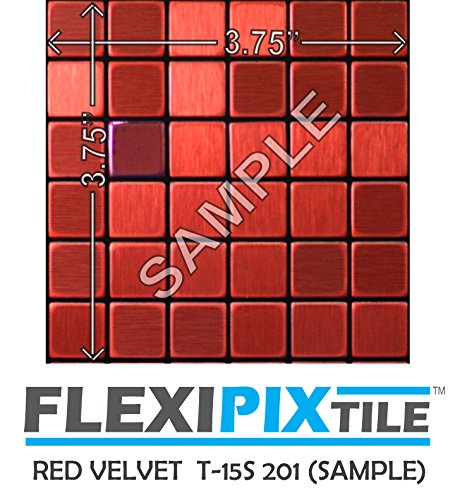 FLEXIPIXTILE, Sample, Aluminum Mosaic Tile, Peel & Stick, Kitchen Backsplash, Accent Wall, RED Velvet