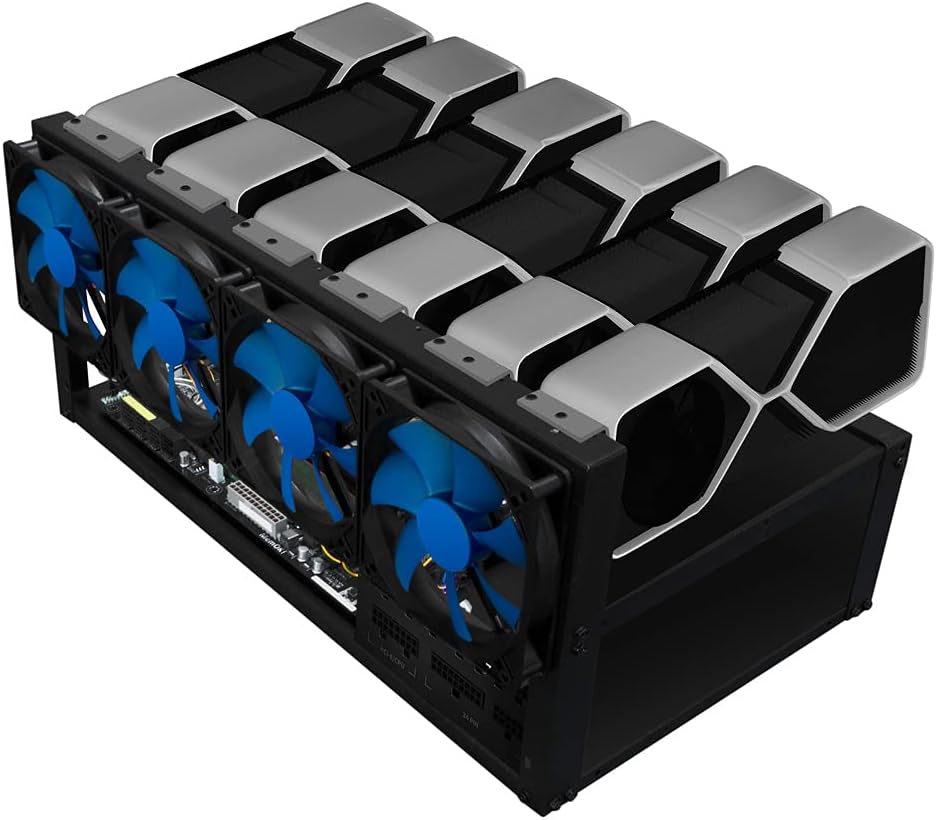 Kingwin Miner Rig Case W/ 6 GPU Mining Frame - Expert Crypto Mining Rack W/Placement for Motherboard for Mining - Air Convection to Improve GPU Cryptocurrency Test Bench PC Case