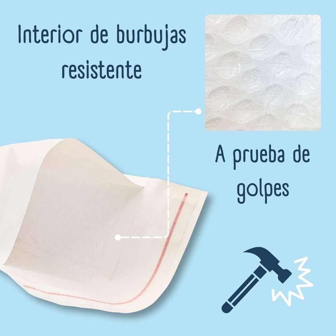 RAYLU PAPER - Pack de 10 Sobres Acolchados de Burbujas Kraft con Cierre Autoadhesivo, Sobres Kraft Acolchados para Envíos color Blanco (220 x 330 mm)